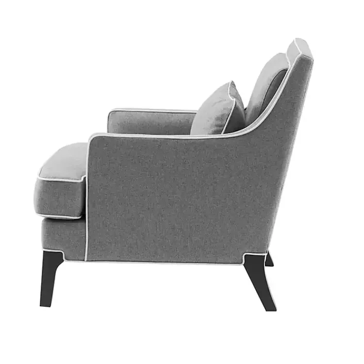 Kirklands Home Accent Chairs|and Ivory Trim Upholstered Armchair Gray
