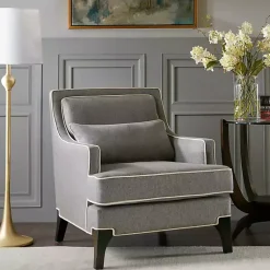 Kirklands Home Accent Chairs|and Ivory Trim Upholstered Armchair Gray
