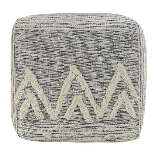 Outlet Gray and Ivory Tufted Peak Pouf Poufs & Floor Cushions