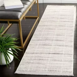 Kirklands Home Area Rugs|Gray and Ivory Whisper Striated Runner, 2x8