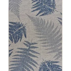 Kirklands Home Outdoor Rugs|Gray and Navy Falling Ferns Outdoor Area Rug, 5x7