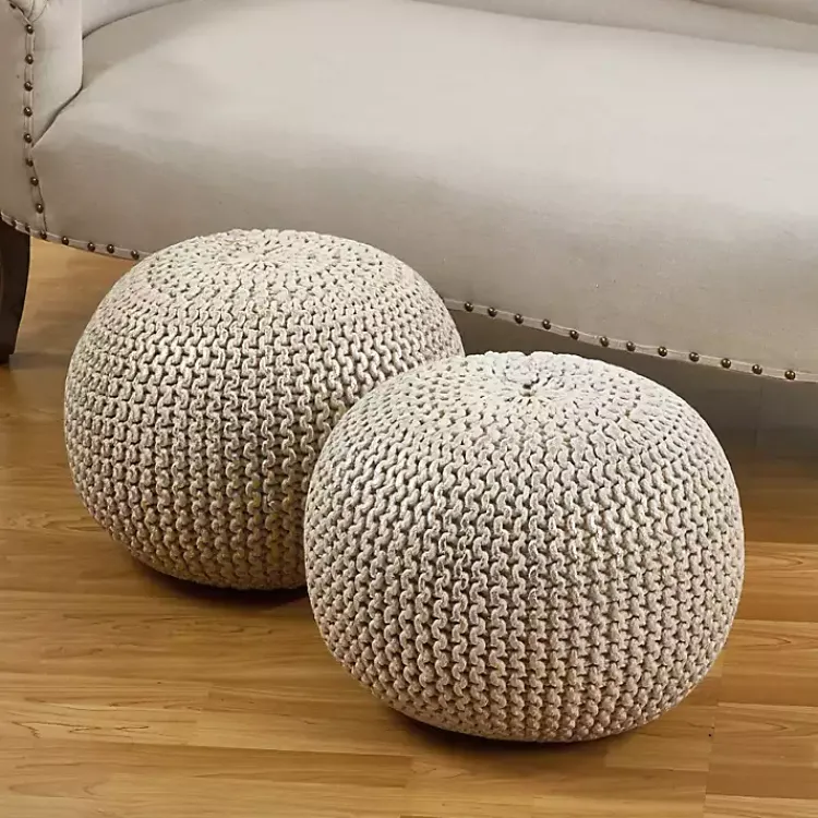 Clearance and Silver Foil Rope Twist Cotton Pouf Poufs & Floor Cushions