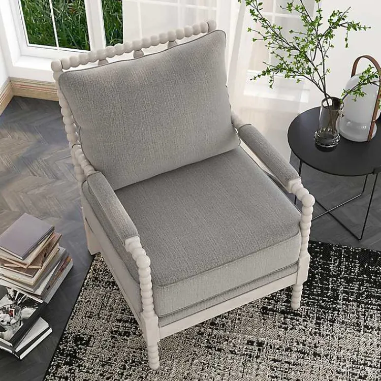Kirklands Home Accent Chairs|and White Beaded Frame Accent Chair Gray