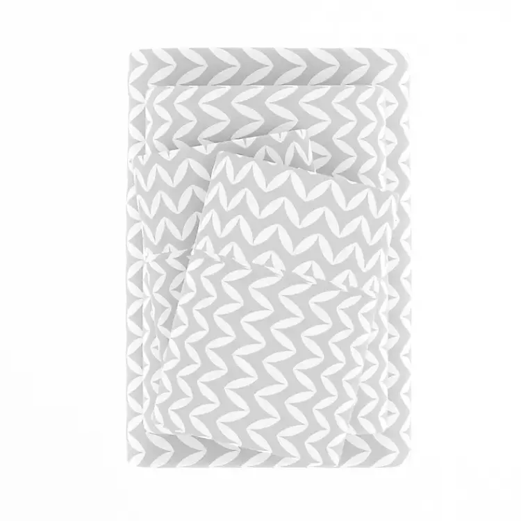 Kirklands Home Bed Sheets|Gray and White Chevron 3-pc. Twin Sheet Set