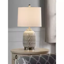 Kirklands Home Table Lamps|Gray and Etched Table Lamp White