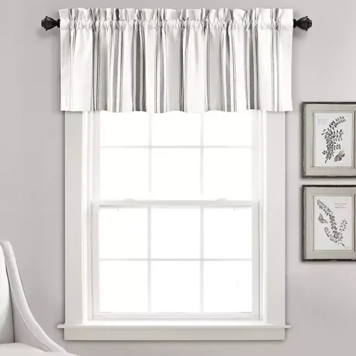 Kirklands Home Curtains & Drapes|Gray and White Farmhouse Stripe Valance
