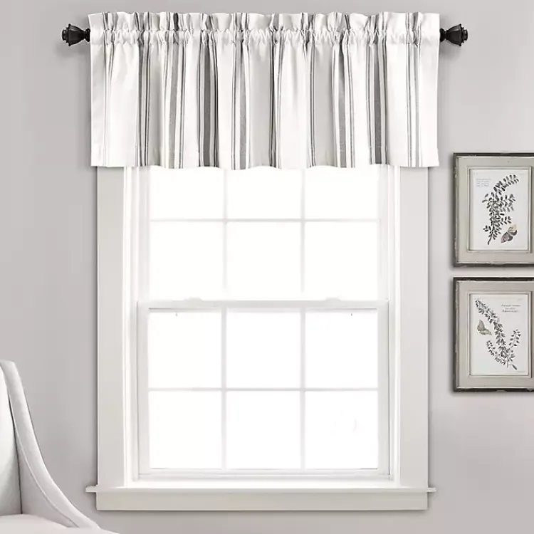 Kirklands Home Curtains & Drapes|Gray and White Farmhouse Stripe Valance