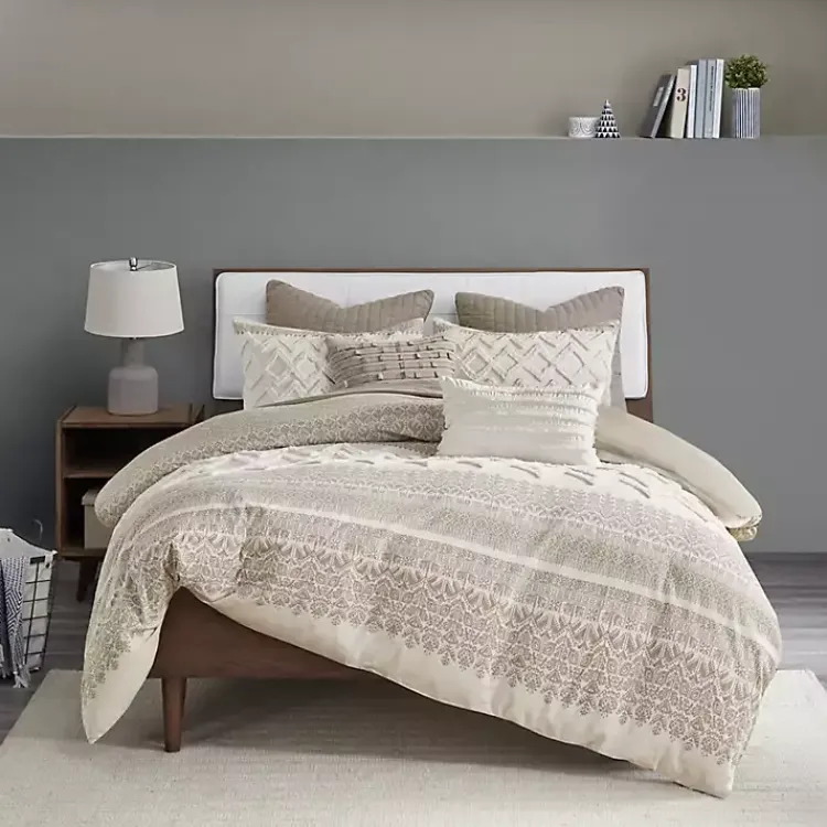 Kirklands Home Duvets|and White 3-pc. Full/Queen Duvet Set Gray