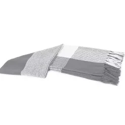New Gray and White Plaid Organic Cotton Throw Blankets & Throws