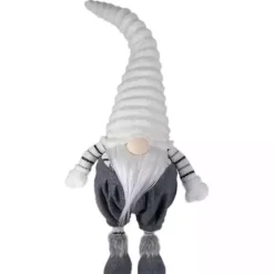 Online Gray and White Ribbed Standing Gnome Christmas Decorations