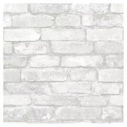 Kirklands Home Wall Murals & Wallpaper|Gray and White Rustic Brick Peel & Stick Wallpaper