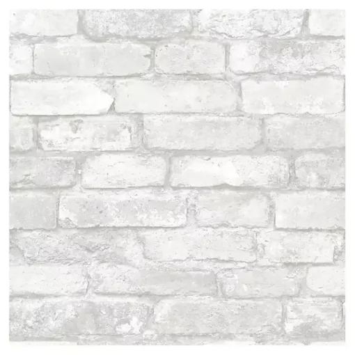 Kirklands Home Wall Murals & Wallpaper|Gray and White Rustic Brick Peel & Stick Wallpaper