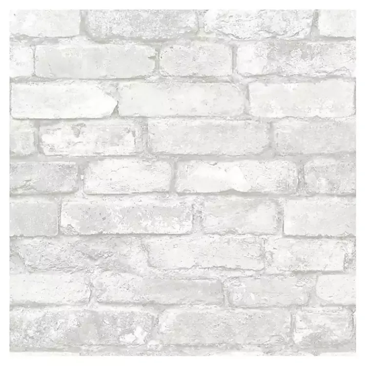 Kirklands Home Wall Murals & Wallpaper|Gray and White Rustic Brick Peel & Stick Wallpaper