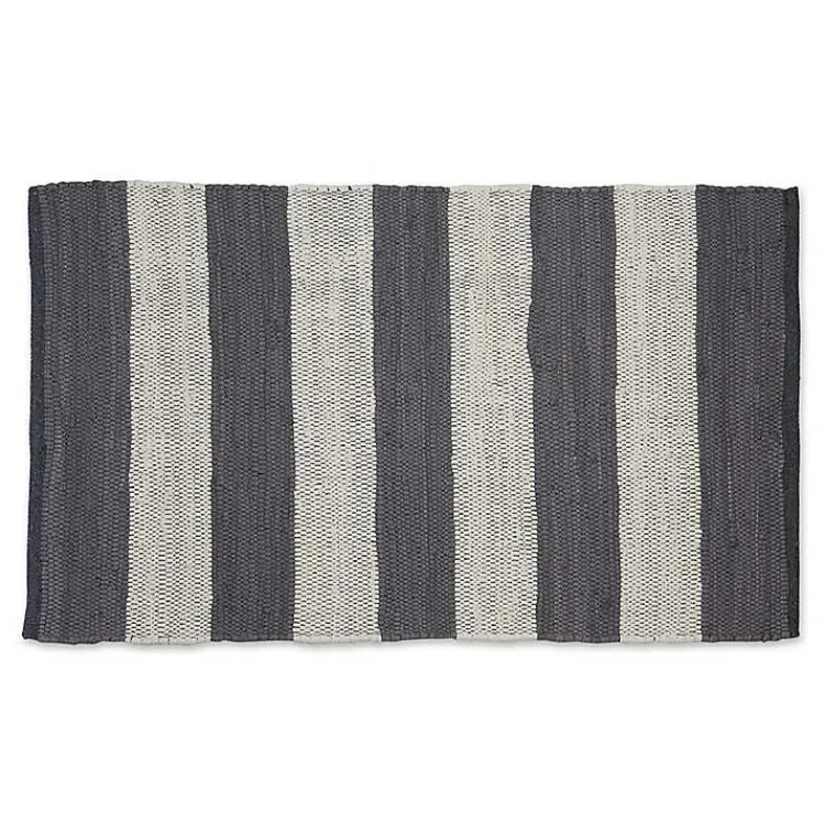 Kirklands Home Accent Rugs|and White Stripe Cotton Accent Rug, 2x3 Gray