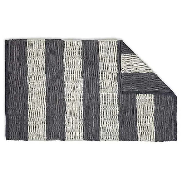 Kirklands Home Accent Rugs|and White Stripe Cotton Accent Rug, 2x3 Gray