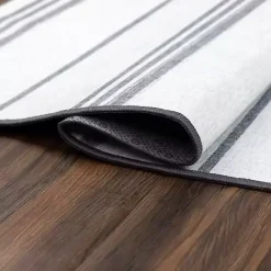 Kirklands Home Area Rugs|Gray and White Stripe Washable Runner, 2x7