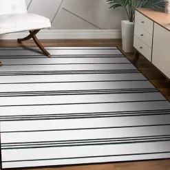 Kirklands Home Area Rugs|Gray and White Stripe Washable Area Rug, 5x7