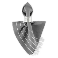 Kirklands Home Table Linens|and White Striped Napkins, Set of 4 Gray