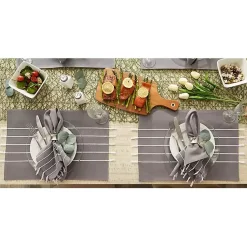 Kirklands Home Table Linens|and White Striped Placemats, Set of 4 Gray