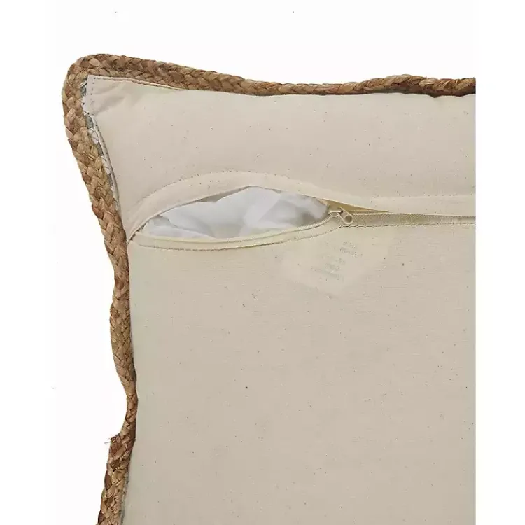 Gray and White Stripped Jute Border Accent Pillow Pillows