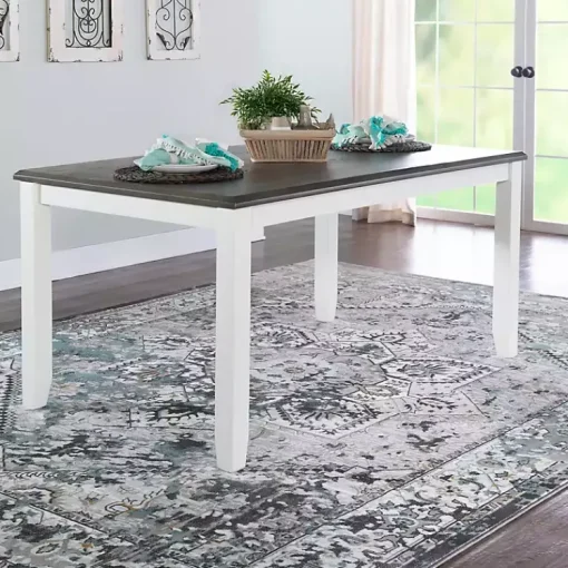 Kirklands Home Dining Tables|Gray and White Two-Toned Wood Dining Table