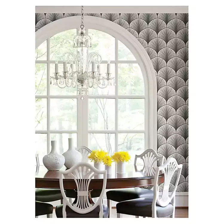 Kirklands Home Wall Murals & Wallpaper|Gray Art Deco Fans Peel & Stick Wallpaper