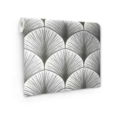 Kirklands Home Wall Murals & Wallpaper|Gray Art Deco Fans Peel & Stick Wallpaper