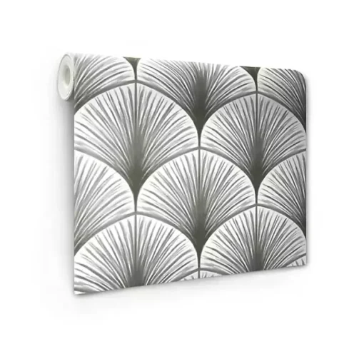 Kirklands Home Wall Murals & Wallpaper|Gray Art Deco Fans Peel & Stick Wallpaper