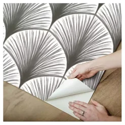 Kirklands Home Wall Murals & Wallpaper|Gray Art Deco Fans Peel & Stick Wallpaper