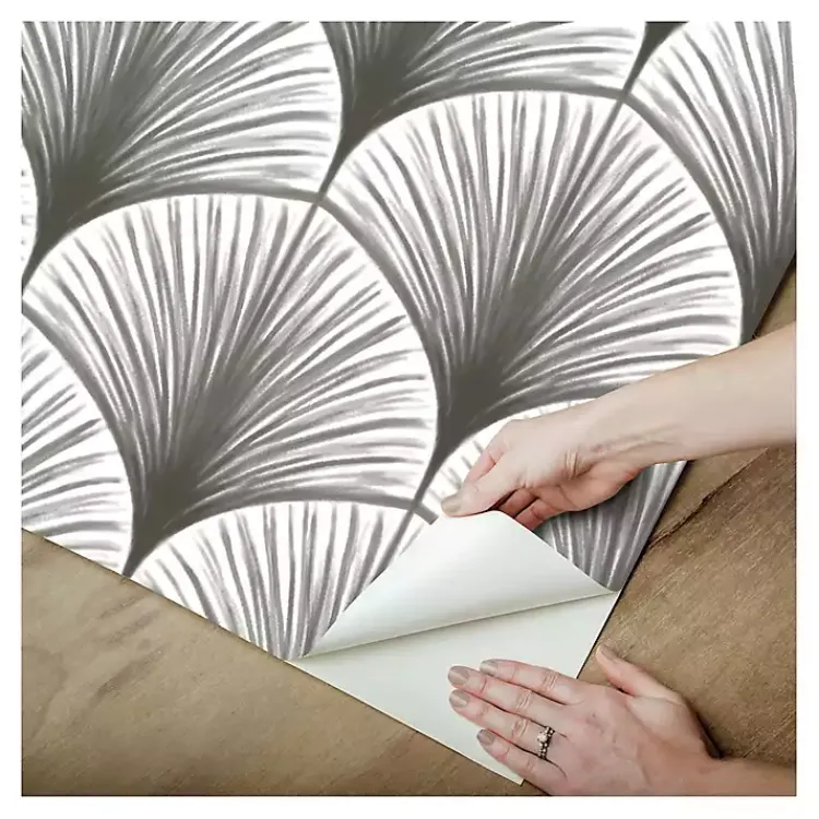 Kirklands Home Wall Murals & Wallpaper|Gray Art Deco Fans Peel & Stick Wallpaper