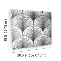 Kirklands Home Wall Murals & Wallpaper|Gray Art Deco Fans Peel & Stick Wallpaper