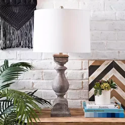 Kirklands Home Table Lamps|Gray Balustrade Table Lamp White