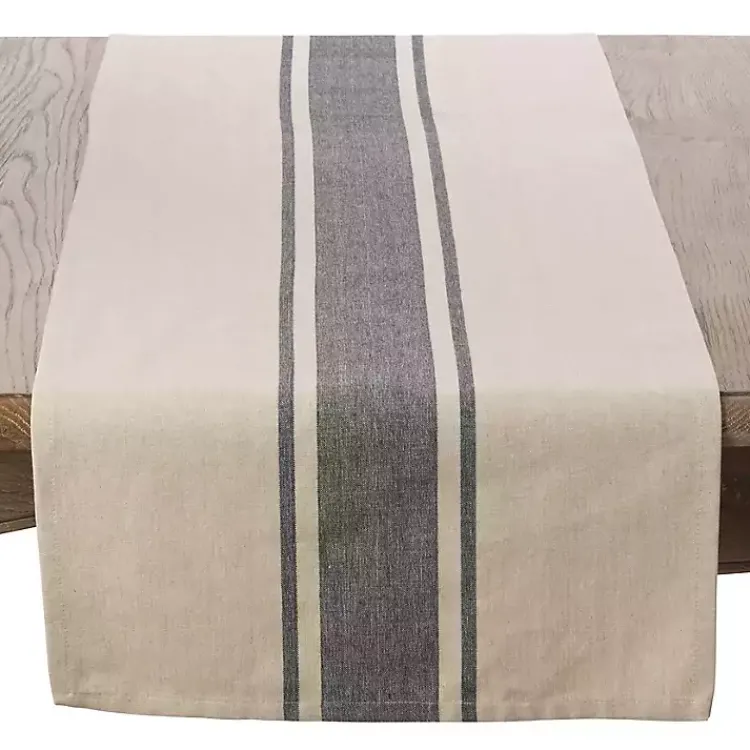 Kirklands Home Table Linens|Gray Banded Stripe Table Runner