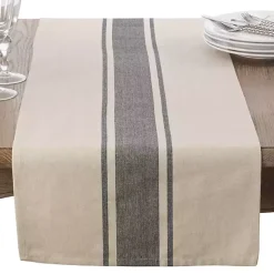 Kirklands Home Table Linens|Gray Banded Stripe Table Runner