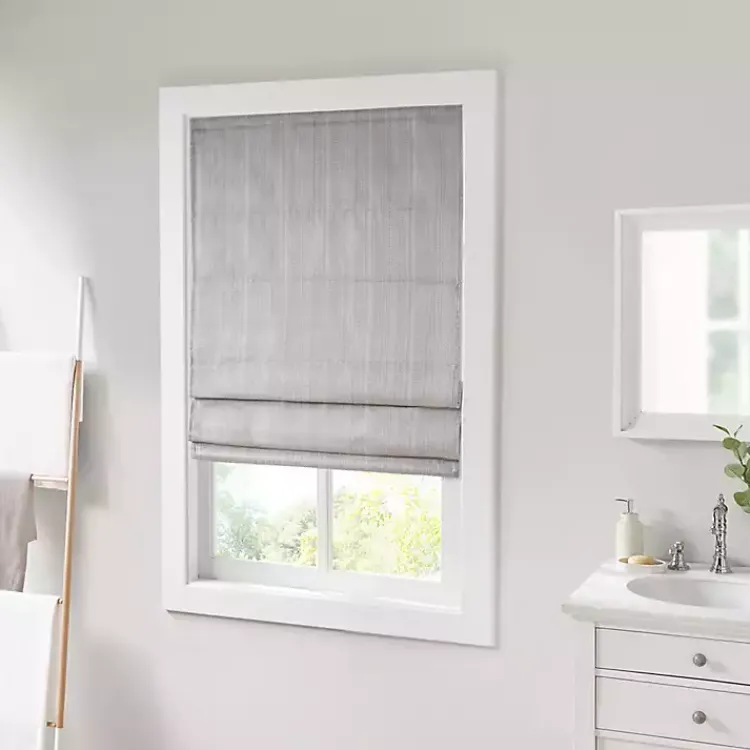 Kirklands Home Curtains & Drapes|Basketweave Cordless Roman Shade, 27 in. Gray