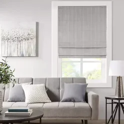 Kirklands Home Curtains & Drapes|Basketweave Cordless Roman Shade, 35 in. Gray