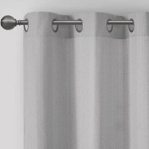 Kirklands Home Curtains & Drapes|Basketweave Curtain Panel Set, 84 in Gray