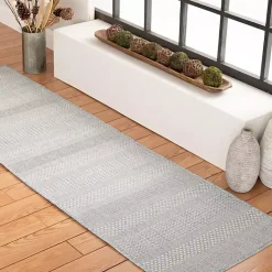 Kirklands Home Outdoor Rugs|Blue Elletta Indoor/Outdoor Area Rug, 2x7 Gray