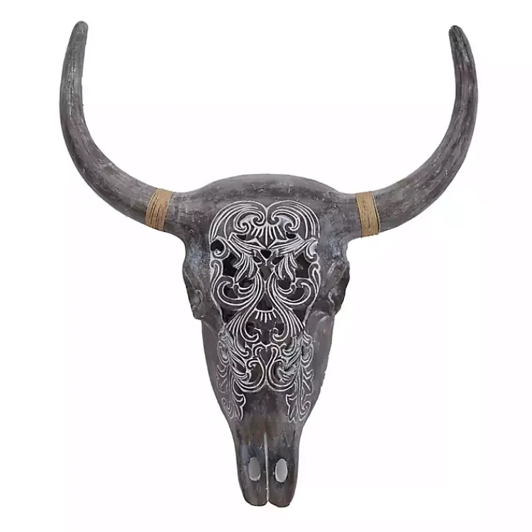Kirklands Home Wall Plaques|Bohemian Bull Wall Plaque Gray