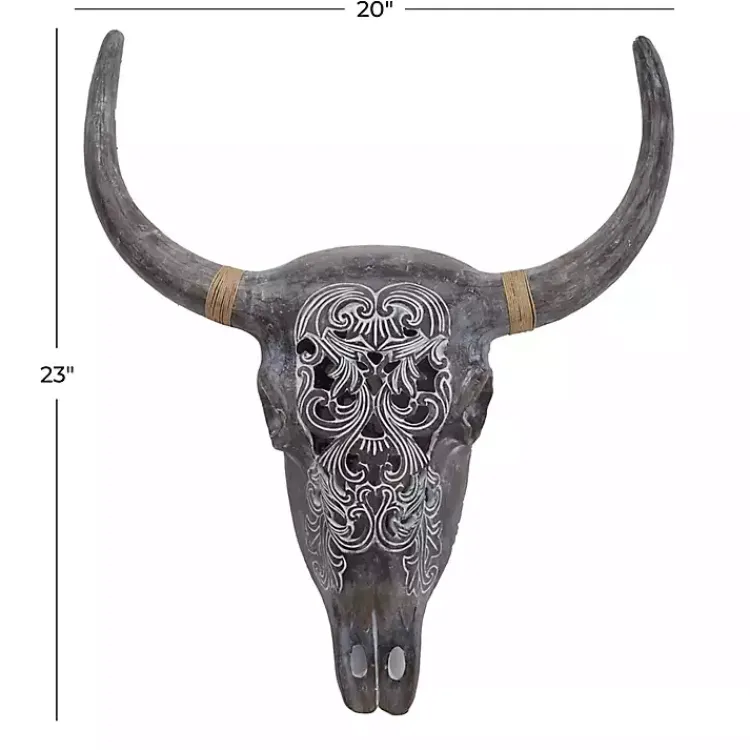 Kirklands Home Wall Plaques|Bohemian Bull Wall Plaque Gray