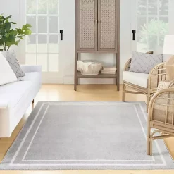 Kirklands Home Outdoor Rugs|Bordered Indoor/Outdoor Area Rug, 5x7 Gray