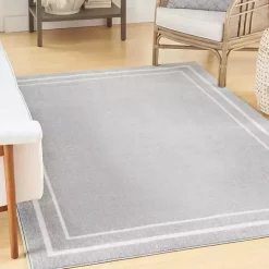 Kirklands Home Outdoor Rugs|Gray Bordered Indoor/Outdoor Area Rug, 6x9