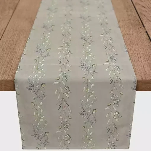 Kirklands Home Table Linens|Botanical Vines Table Runner, 72 in. Gray