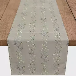 Kirklands Home Table Linens|Botanical Vines Table Runner, 90 in. Gray