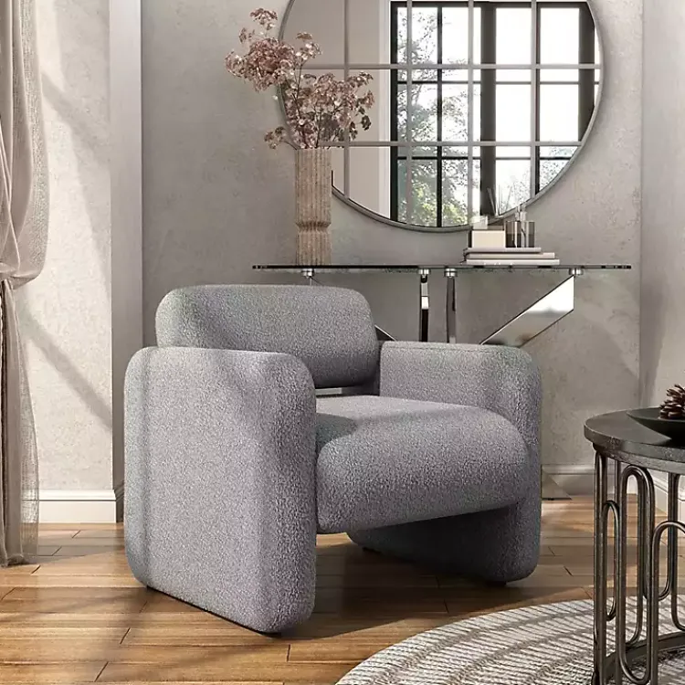 Kirklands Home Accent Chairs|Boucle Modern Accent Chair Gray
