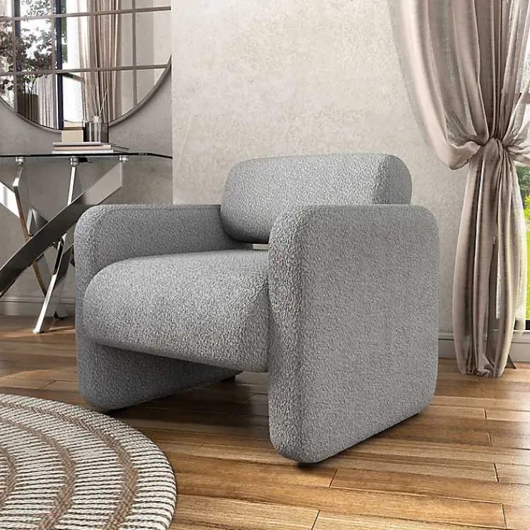 Kirklands Home Accent Chairs|Boucle Modern Accent Chair Gray