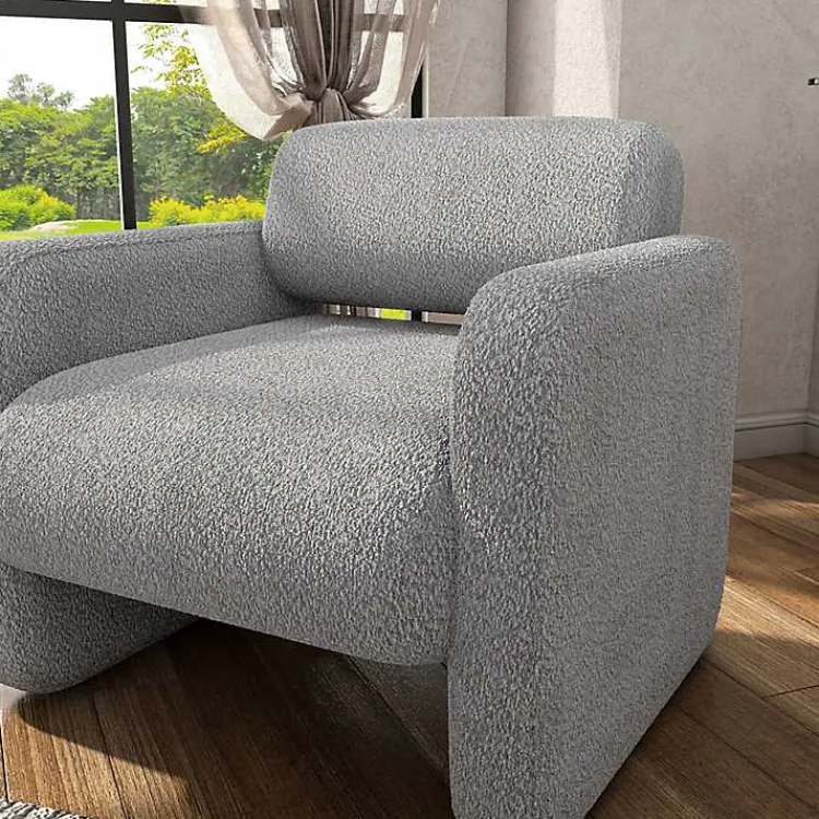 Kirklands Home Accent Chairs|Boucle Modern Accent Chair Gray