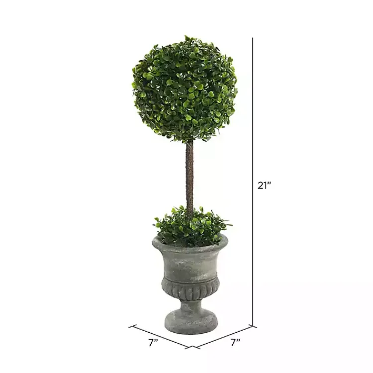 Clearance Gray Boxwood Pedestal Urn Topiary, 2 ft. Trees & Topiaries