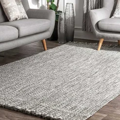Kirklands Home Area Rugs|Braided Area Rug with Tassels, 10x14 Gray
