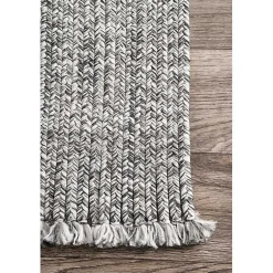 Kirklands Home Area Rugs|Braided Area Rug with Tassels, 10x14 Gray
